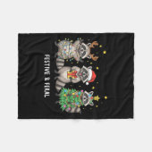 Couverture Polaire Funny Christmas Racoon - Feral But Festive (Devant (Horizontal))