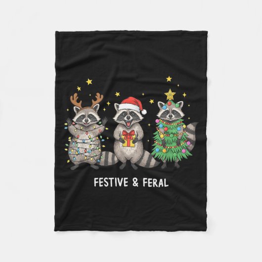 Couverture Polaire Funny Christmas Racoon - Feral But Festive (Devant)