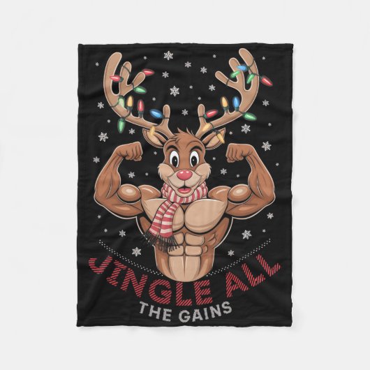 Couverture Polaire Funny Christmas Reindeer Gym Workout Jingle All Th (Devant)