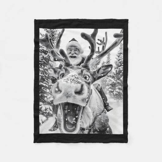 Couverture Polaire Funny Christmas Reindeer Selfie Santa Claus Xmas S (Devant)