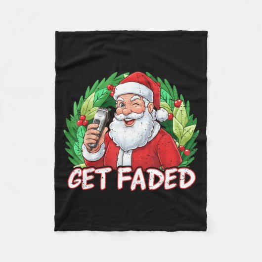 Couverture Polaire Funny Christmas Santa Claus Santa Barber Get Faded (Devant)