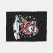 Couverture Polaire Funny Christmas Santa Playing Ice Hockey Xmas (Devant (Horizontal))
