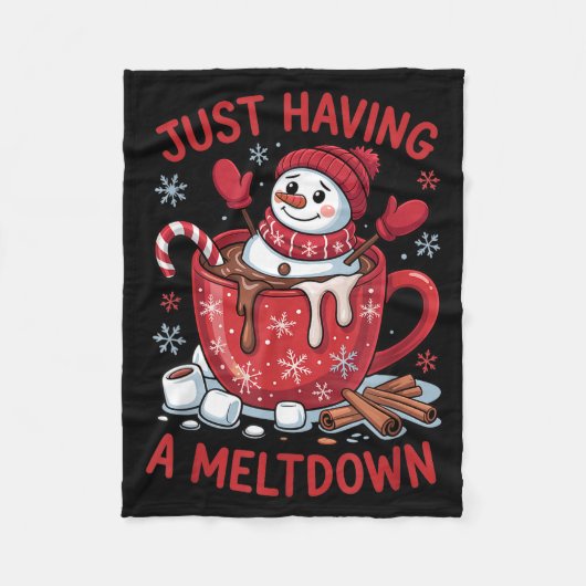 Couverture Polaire Funny Christmas Snowman Hot Chocolate Just Having (Devant)