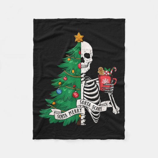 Couverture Polaire Funny Christmas Sorta Merry Sorta Y Skeleton Xmas (Devant)