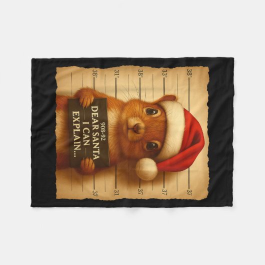 Couverture Polaire Funny Christmas Squirrel - Cute Squirrel Santa Hat (Devant (Horizontal))