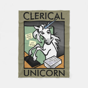 COUVERTURE POLAIRE FUNNY CLERICAL RECEPTIONIST UNICORN FLEECE BLANKET