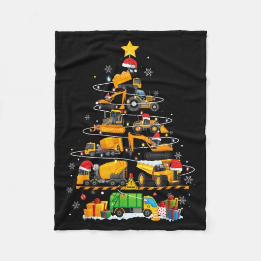 Couverture Polaire Funny Construction Excavator Truck Christmas Tree (Devant)