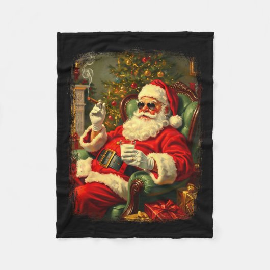 Couverture Polaire Funny Cool Sungles Cigar And Milk Santa Christmas  (Devant)