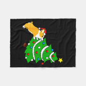 Couverture Polaire Funny Corgi Pushing Christmas Tree Xmas Dog Mom  (Devant (Horizontal))