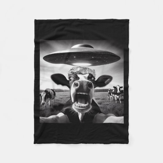 Couverture Polaire Funny Cow Abduction By Ufo Selfie - Hilarious Alie (Devant)