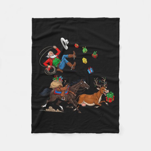 Couverture Polaire Funny Cowboy Santa Christmas Holiday Western Style (Devant)
