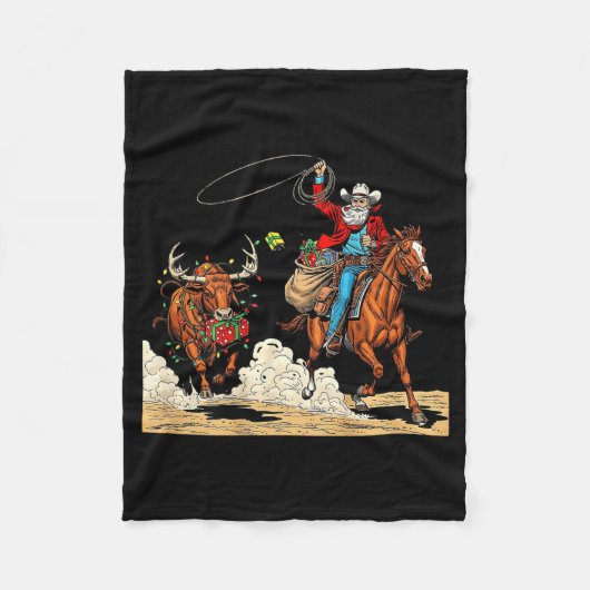 Couverture Polaire Funny Cowboy Santa Christmas Holiday Western Style (Devant)