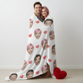 Couverture Polaire Funny Custom Couple Faces Pattern Red Hearts