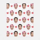 Couverture Polaire Funny Custom Couple Faces Pattern Red Hearts (Devant)