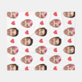Couverture Polaire Funny Custom Couple Faces Pattern Red Hearts (Devant (Horizontal))