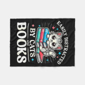 Couverture Polaire Funny Cute Easily Distracted By Cats And Books (Devant (Horizontal))