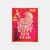 Couverture Polaire Funny Cute Little Cartoon Boy Happy New Year (Devant)