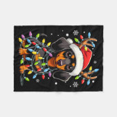 Couverture Polaire Funny Dachshund Christmas Lights Santa Hat Xmas  (Devant (Horizontal))