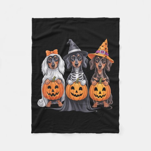 Couverture Polaire Funny Dachshund Halloween Citrouille Weenie Chien (Devant)