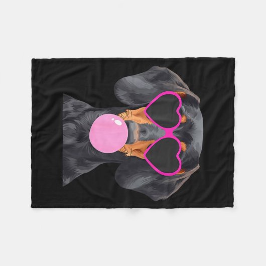 Couverture Polaire Funny Dachshund Wearing Gles And Blowing Nk Bubble (Devant (Horizontal))