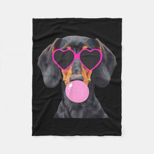 Couverture Polaire Funny Dachshund Wearing Gles And Blowing Nk Bubble (Devant)