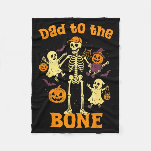 Couverture Polaire Funny Dad To The Bone Skeleton With Kids Halloween (Devant)