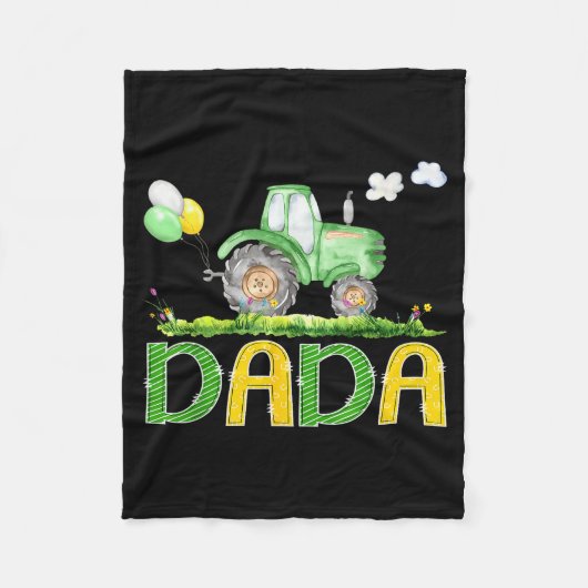 Couverture Polaire Funny Dada Birthday Boy Tractor Farm Truck Matchin (Devant)