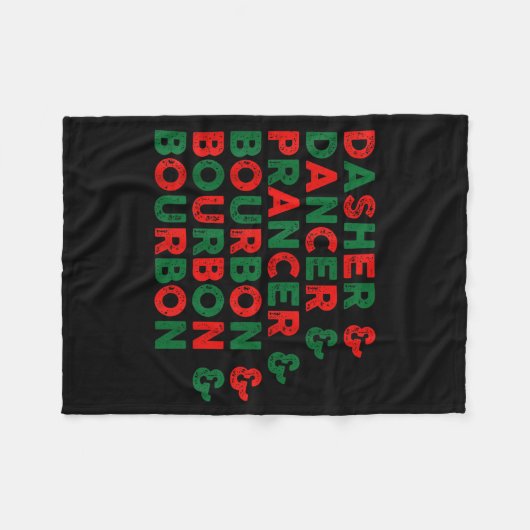 Couverture Polaire Funny Dasher Dancer Prancer &amp; Bourbon Christma (Devant (Horizontal))