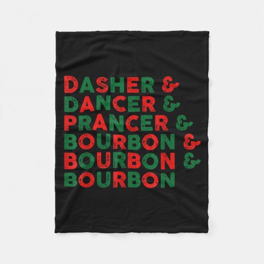 Couverture Polaire Funny Dasher Dancer Prancer & Bourbon Christma (Devant)