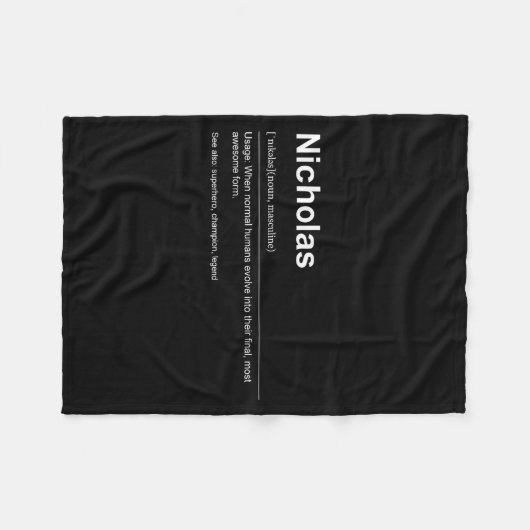 Couverture Polaire Funny Definition Quote For The Name Nicholas _  (Devant (Horizontal))