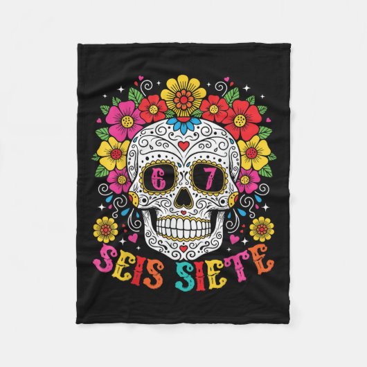 Couverture Polaire Funny Dia De Los Muertos Sugar Skull Seis Siete 67 (Devant)