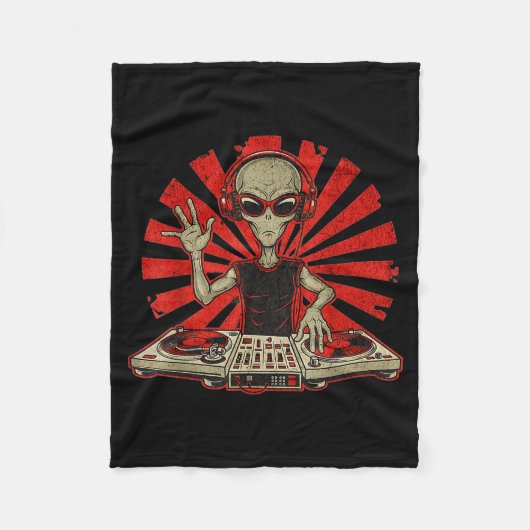 Couverture Polaire Funny Dj Graphic Tee Music Lover Alien Dj Music Mi (Devant)