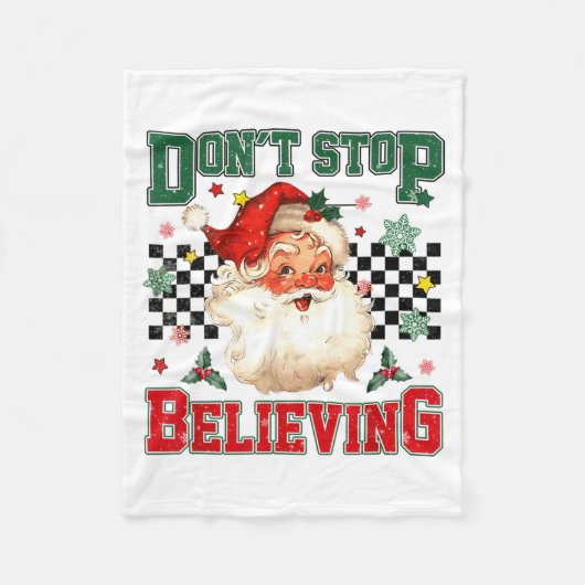 Couverture Polaire Funny Don't Stop Believing Santa Claus Matching Xm (Devant)