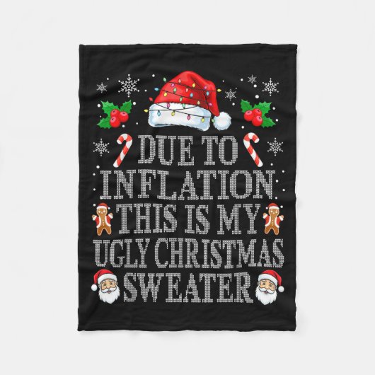 Couverture Polaire Funny Due To Inflation Ugly Christmas Sweaters Men (Devant)