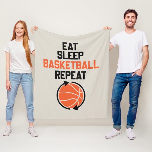 Couverture Polaire Funny eat sleep Basketball repeat word art  (En situation)
