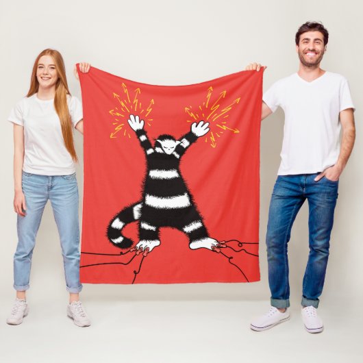 Couverture Polaire Funny Electric Chat Caractère Haute Tension (En situation)