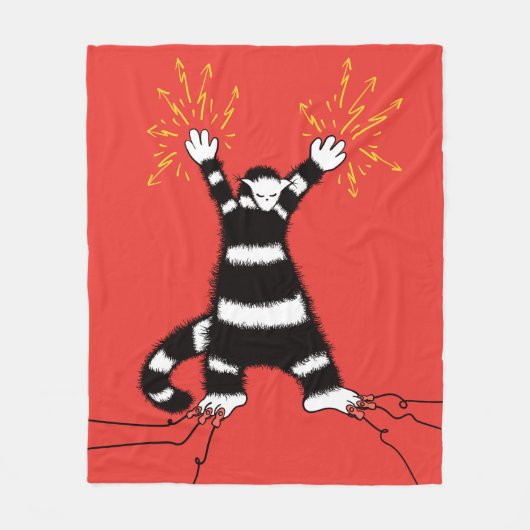Couverture Polaire Funny Electric Chat Caractère Haute Tension (Devant)