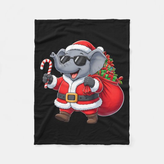Couverture Polaire Funny Elephant Christmas Santa Outfit Xmas Boys Gi (Devant)