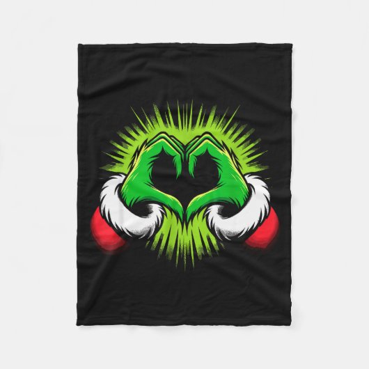 Couverture Polaire Funny Elf Heart Hands Love Christmas  (Devant)