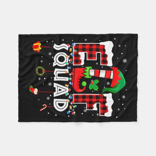 Couverture Polaire Funny Elf Squad Christmas Family Matching Pajamas  (Devant (Horizontal))