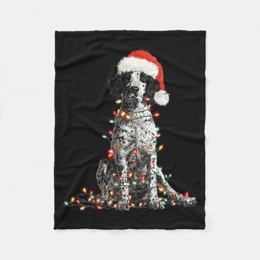 Couverture Polaire Funny English Setter Christmas Graphics Dog Lights (Devant)