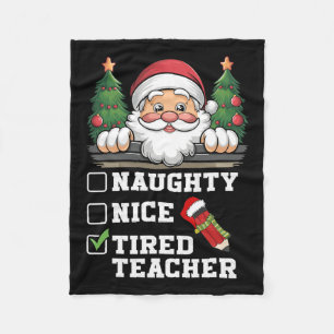 Couverture Polaire Funny Enseignant Naughty Nice Fatigué Enseignant N