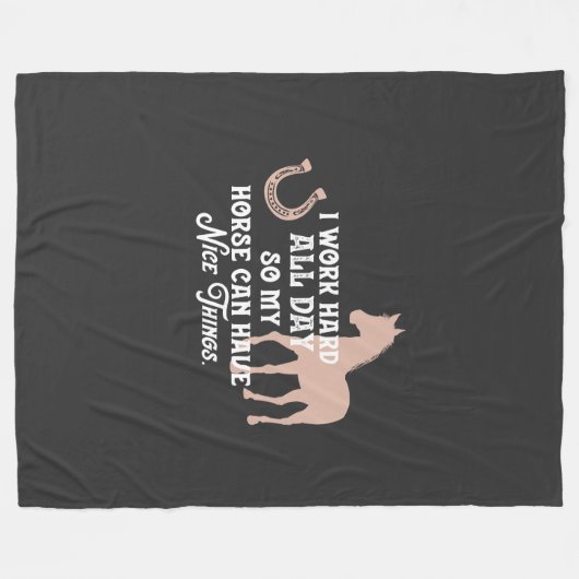 Couverture Polaire Funny Equestrio "Je travaille dur toute la journée (Devant (Horizontal))