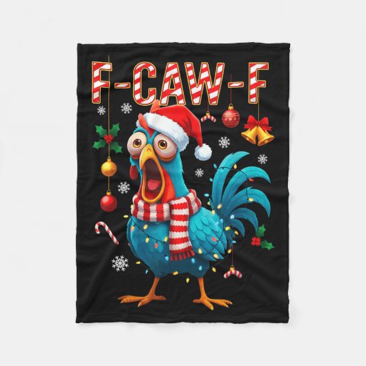 Couverture Polaire Funny F-caw-f Christmas Chicken Xmas Lights Santa  (Devant)