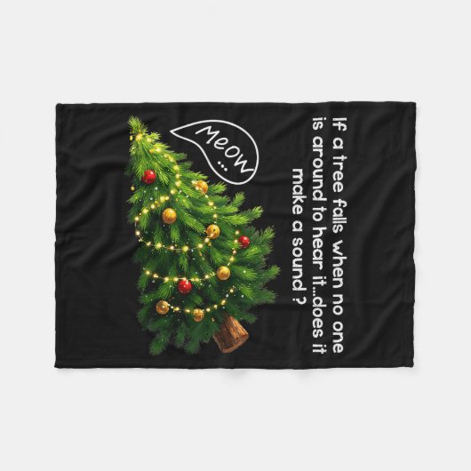 Couverture Polaire Funny Felines Pushing Christmas Tree Ugly Xmas Paj (Devant (Horizontal))