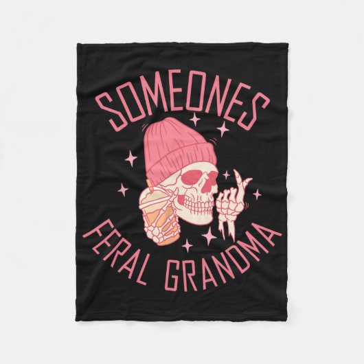 Couverture Polaire Funny Feral Grandma Halloween Skeleton (Devant)