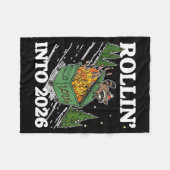 Couverture Polaire Funny Feral Raccoon Rollin' Into 2026 Happy New Ye (Devant (Horizontal))