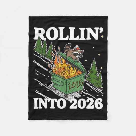 Couverture Polaire Funny Feral Raccoon Rollin' Into 2026 Happy New Ye (Devant)
