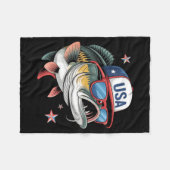 Couverture Polaire Funny Fishing & Fisherman Gift American Flag (Devant (Horizontal))
