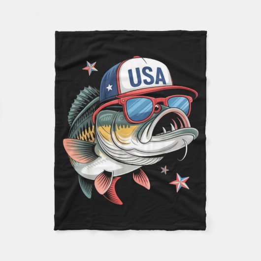 Couverture Polaire Funny Fishing & Fisherman Gift American Flag (Devant)